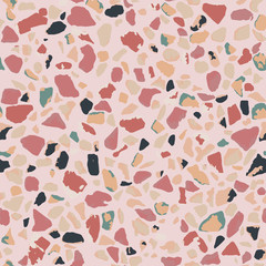 Terrazzo flooring seamless pattern background texture. Abstract vector design for print on floor, wall, tile or textile. 