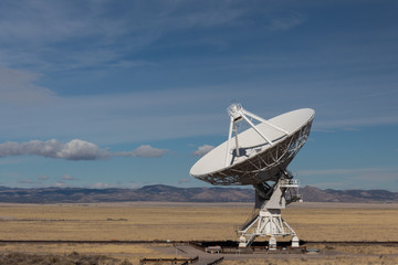 Very Large Array radio astronomy observatory dish in the New Mexico desert, technology and science, copy space, horizontal aspect