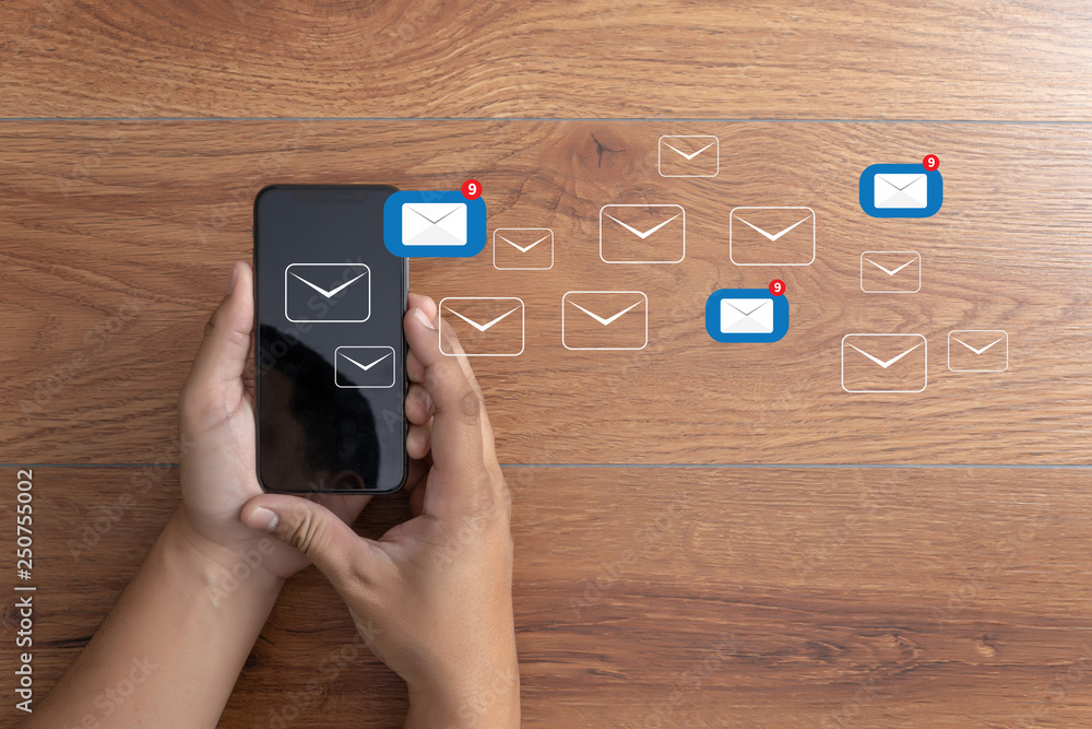 Aufkleber mail communication connection message to mailing contacts phone global letters concept