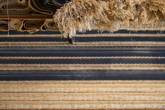 Chiba,Japan-February 19, 2019: A pile or stack of tatami mats