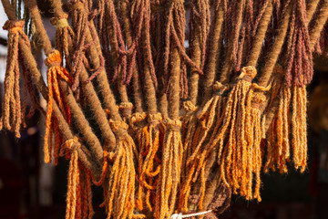 Ethnic decorations Bedouin dwellings. A building element hangs down from the roof.