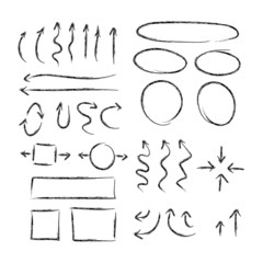Hand drawn arrows, circles and design elements. Infographics doodles.