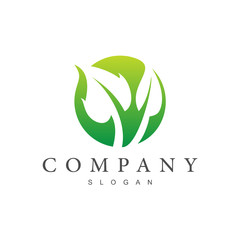Negative Space Leaf Logo