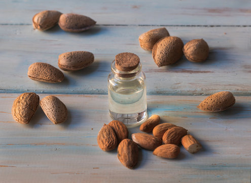 Sweet Almond Oil In A Glass Jar