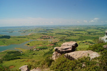 landscape with rocks and blue sky