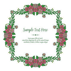 Vector illustration red flower frame with your sample text here hand drawn