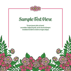 Vector illustration red flower frame with your sample text here hand drawn