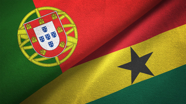 Portugal and Ghana two flags textile cloth, fabric texture