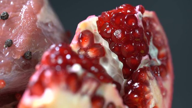 The inside of a ripe grain pomegranate