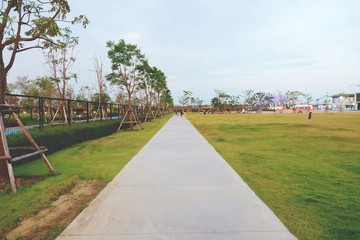 suvarnabhumi airport, samut prakan, thailand-february 17, 2019: walking track in public park