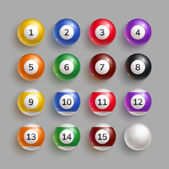Colorful billiard balls with numbers