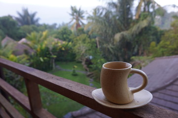 A cup of coffee in the morning
