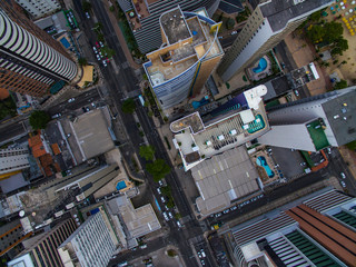 Aerial view and top view of buildings and city streets. Fortaleza city , Brazil.  