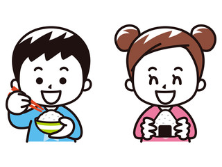 ご飯を食べる子供