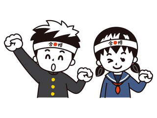 ガッツポーズをする受験生