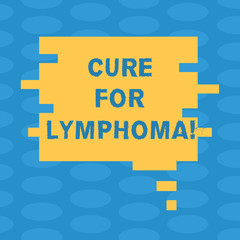 Word writing text Cure For Lymphoma. Business concept for restore bone marrow by dose chemotherapy radiation therapy Blank Color Speech Bubble in Puzzle Piece Shape photo for Presentation Ads
