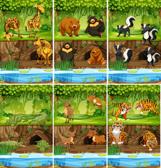 Large set of animals in jungle
