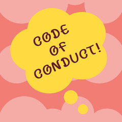 Writing note showing Code Of Conduct. Business photo showcasing Ethics rules moral codes ethical principles values respect Floral Shape Thought Speech Bubble for Presentation Ads