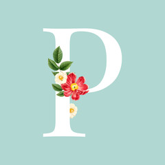 Floral styled letter P typography