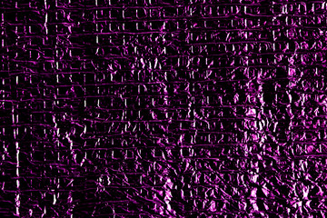 purple crumpled aluminum foil with square structure
