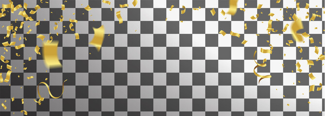 Golden Confetti Falling On White Background. Vector Illustration