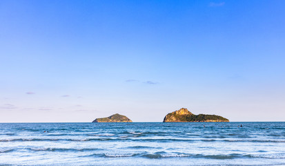 White sand beach in sunny day, The beautiful sea at Ranong Province, Thailand