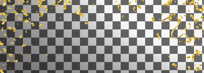 Golden Confetti Falling On White Background. Vector Illustration