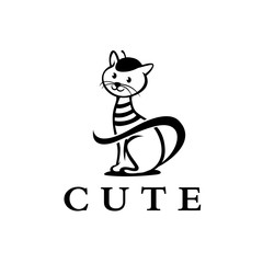 Elegant cute cat from paris is perfect for any fashion business, apparel, or even petshop