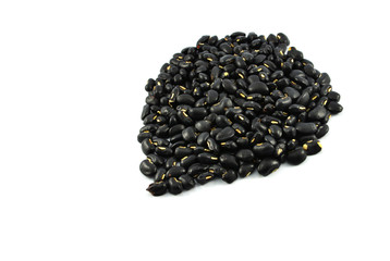 Pile of Black bean grain seeds isolated on white background