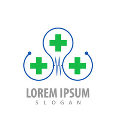 Obraz premium Cross heartbeat logo concept design. Symbol graphic template element vector