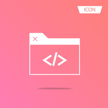Code in browser icon vector isolated on white background.