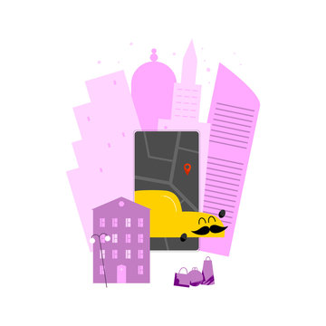 mustached taxi navigating city map clip art preview