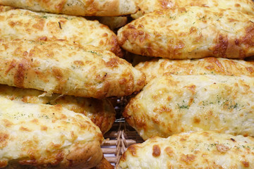 All french style breads croissant selling in the market in Paris, France. 