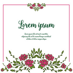 Vector illustration red flower frame with lorem ipsum hand drawn