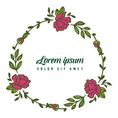 Vector illustration red flower frame with lorem ipsum hand drawn