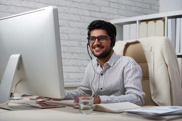 Positive Indian business executive