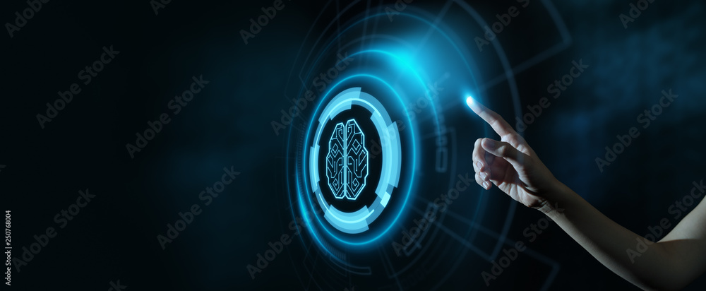 Poster artificial intelligence machine learning business internet technology concept