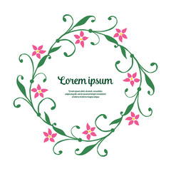 Vector illustration pink flower frame with lettering lorem ipsum hand drawn