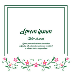 Vector illustration pink flower frame with lettering lorem ipsum hand drawn