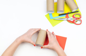 House made of paper. Children's crafts. Material for creativity.