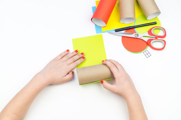 House made of paper. Children's crafts. Material for creativity.