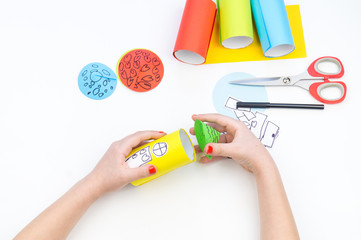 House made of paper. Children's crafts. Material for creativity.
