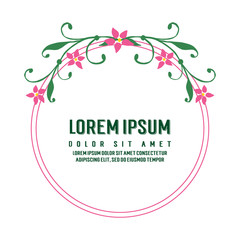 Vector illustration ornate pink flower with lettering lorem ipsum hand drawn