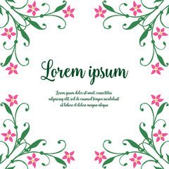Vector illustration ornate pink flower with lettering lorem ipsum hand drawn