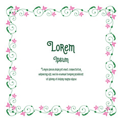 Vector illustration ornate pink flower with lettering lorem ipsum hand drawn