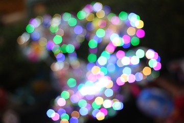 Beautiful bokeh of night decoration during Christmas time in the city.