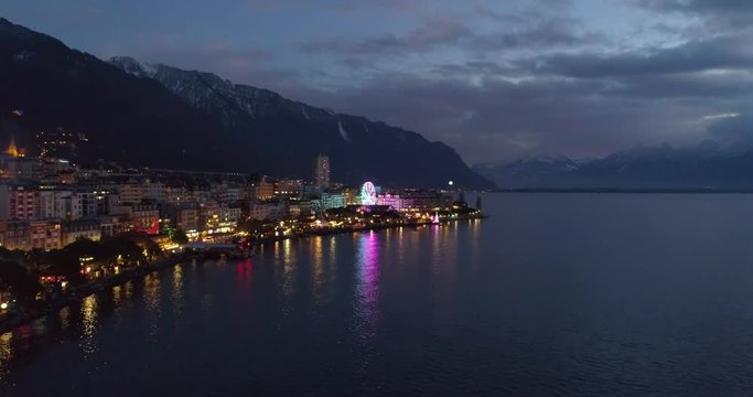 earial view of montreux in winter