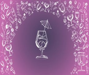 Set of classic cocktails, vector illustration