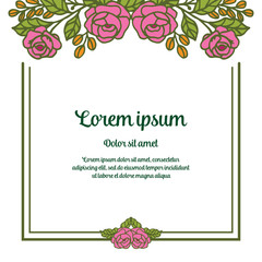 Vector illustration blossom frame flower with lorem ipsum hand drawn