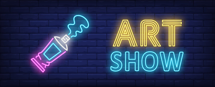 Art Show Neon Text With Open Paint Tube
